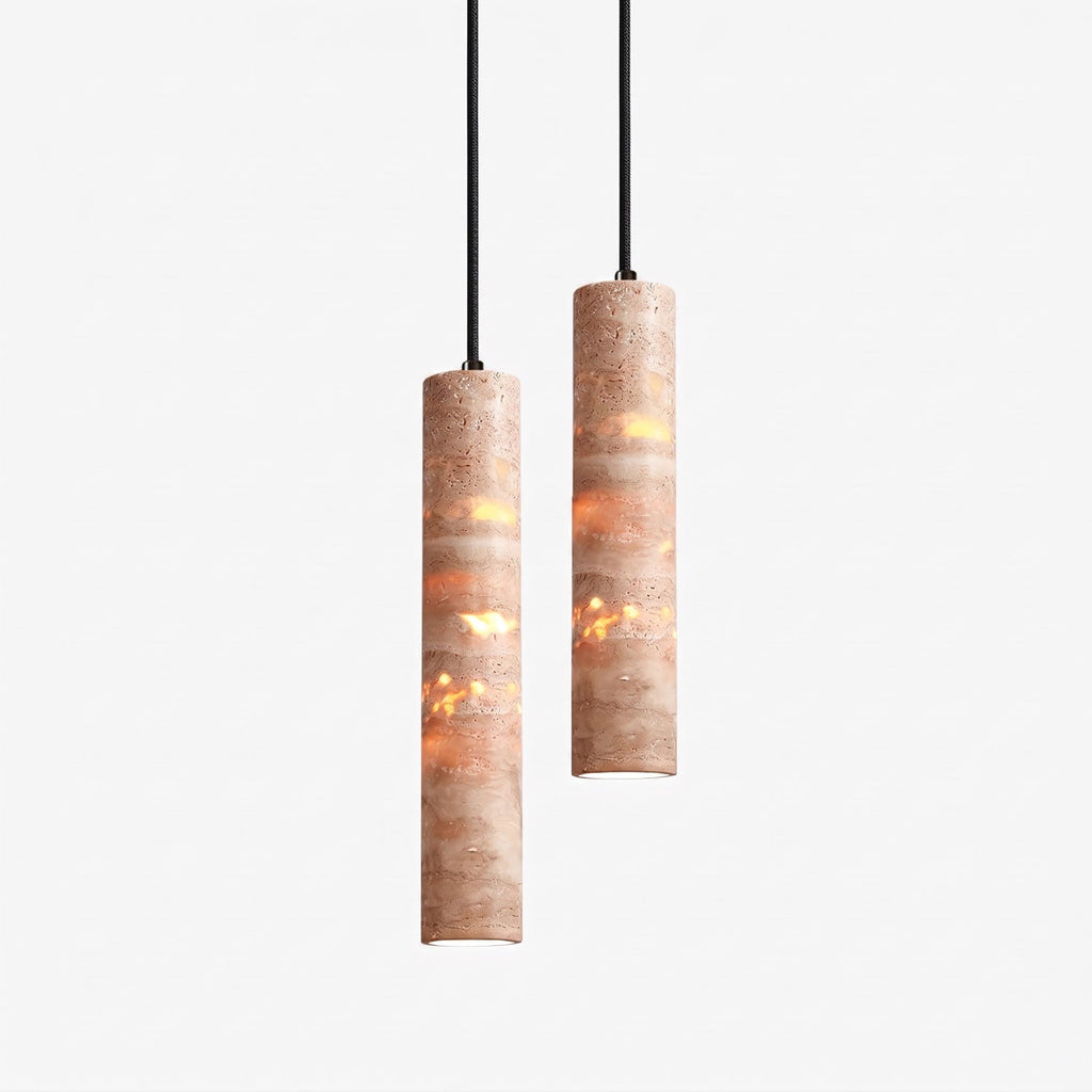 Cylindrical Travertine Pendant Light