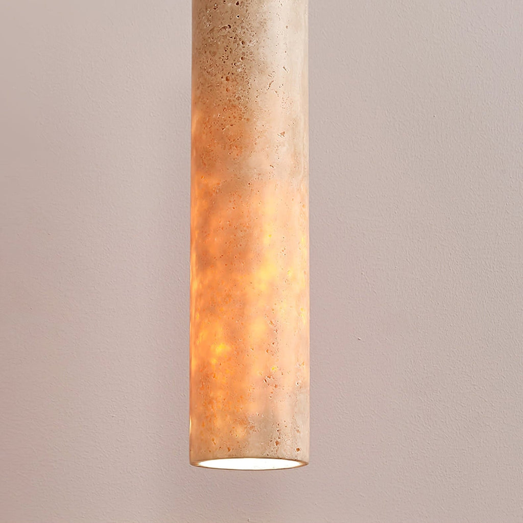 Cylindrical Travertine Pendant Light