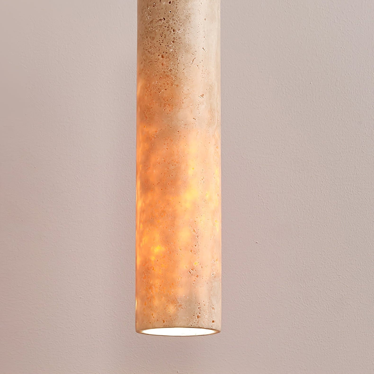 Cylindrical Travertine Pendant Light
