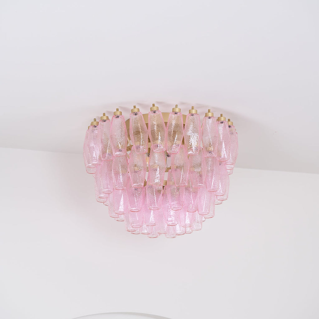 Poliedri Glass Pink Ceiling Light