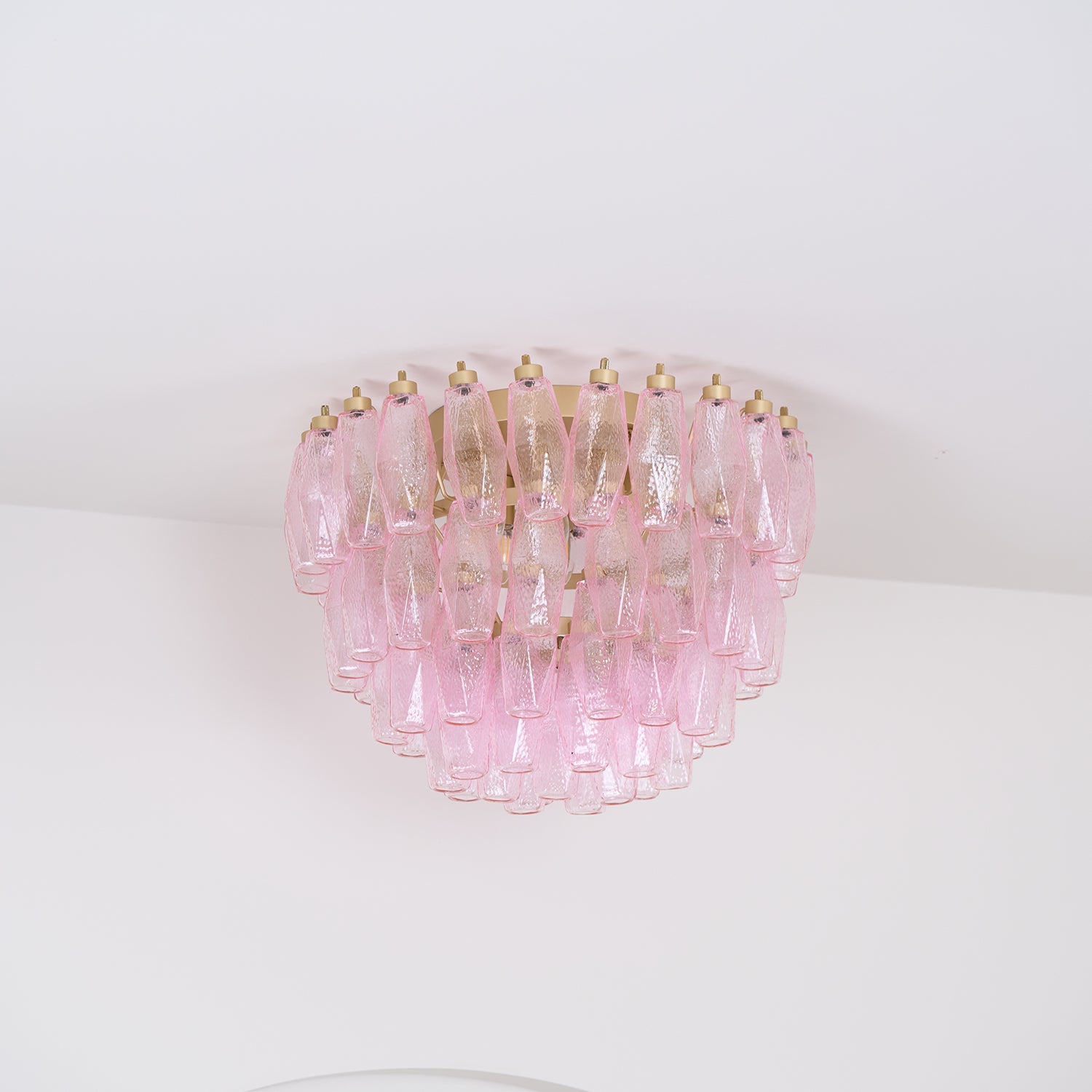 Poliedri Glass Pink Ceiling Light