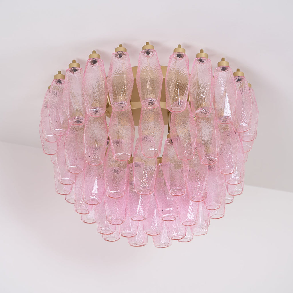 Poliedri Glass Pink Ceiling Light