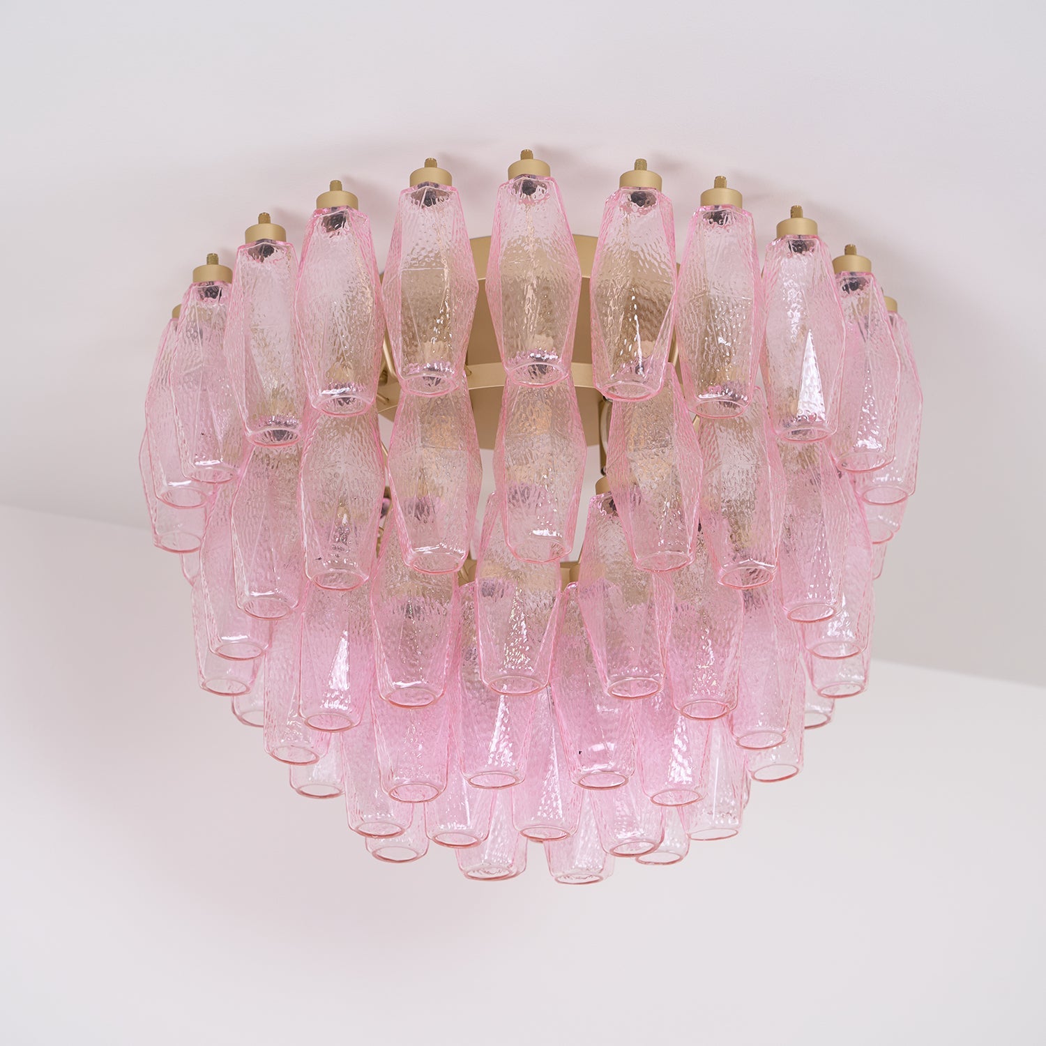 Poliedri Glass Pink Ceiling Light