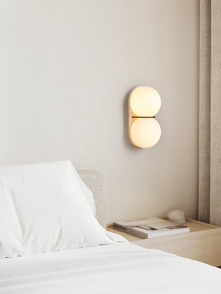 Double Globe Travertine Wall Sconce