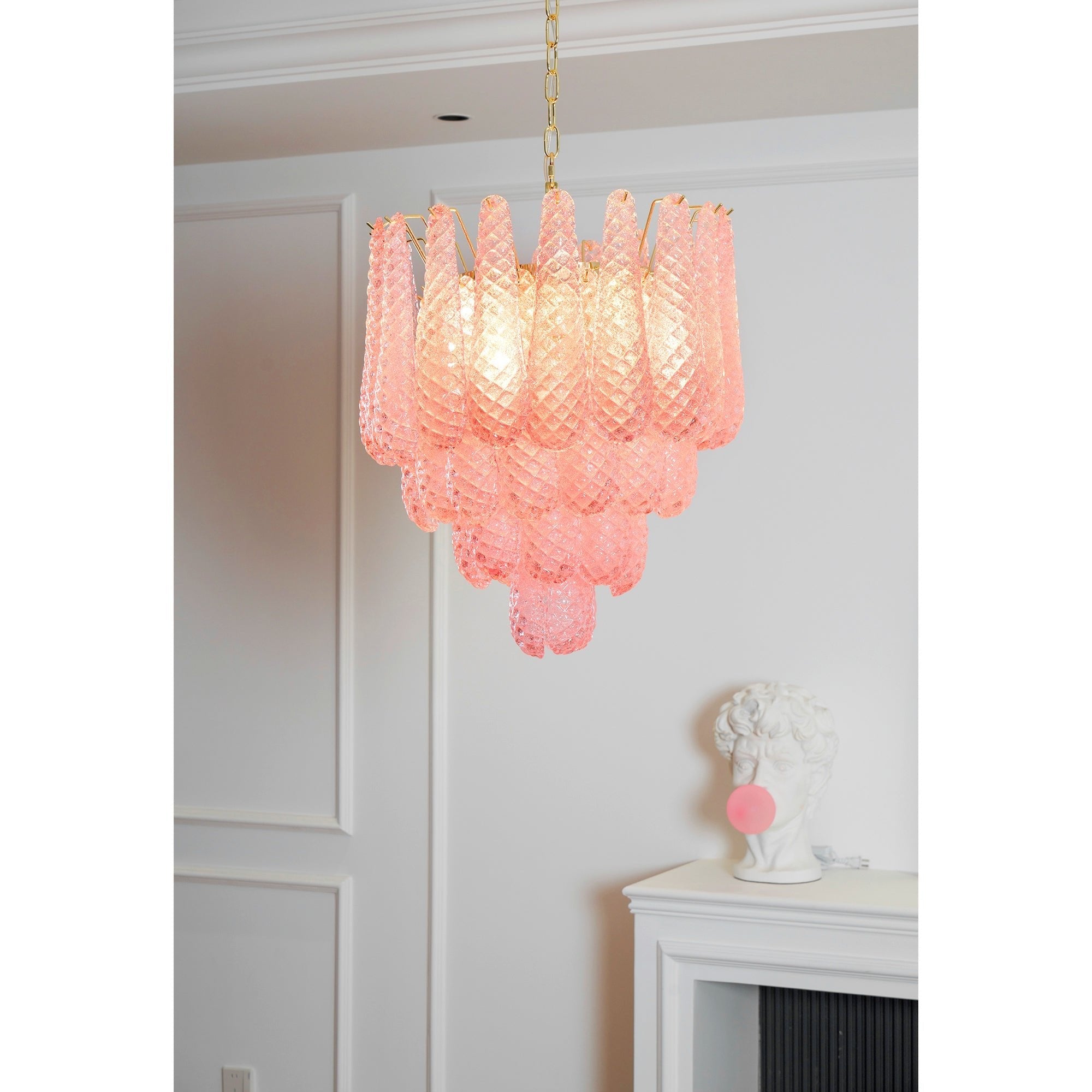 Pink Glass Droplet Chandelier