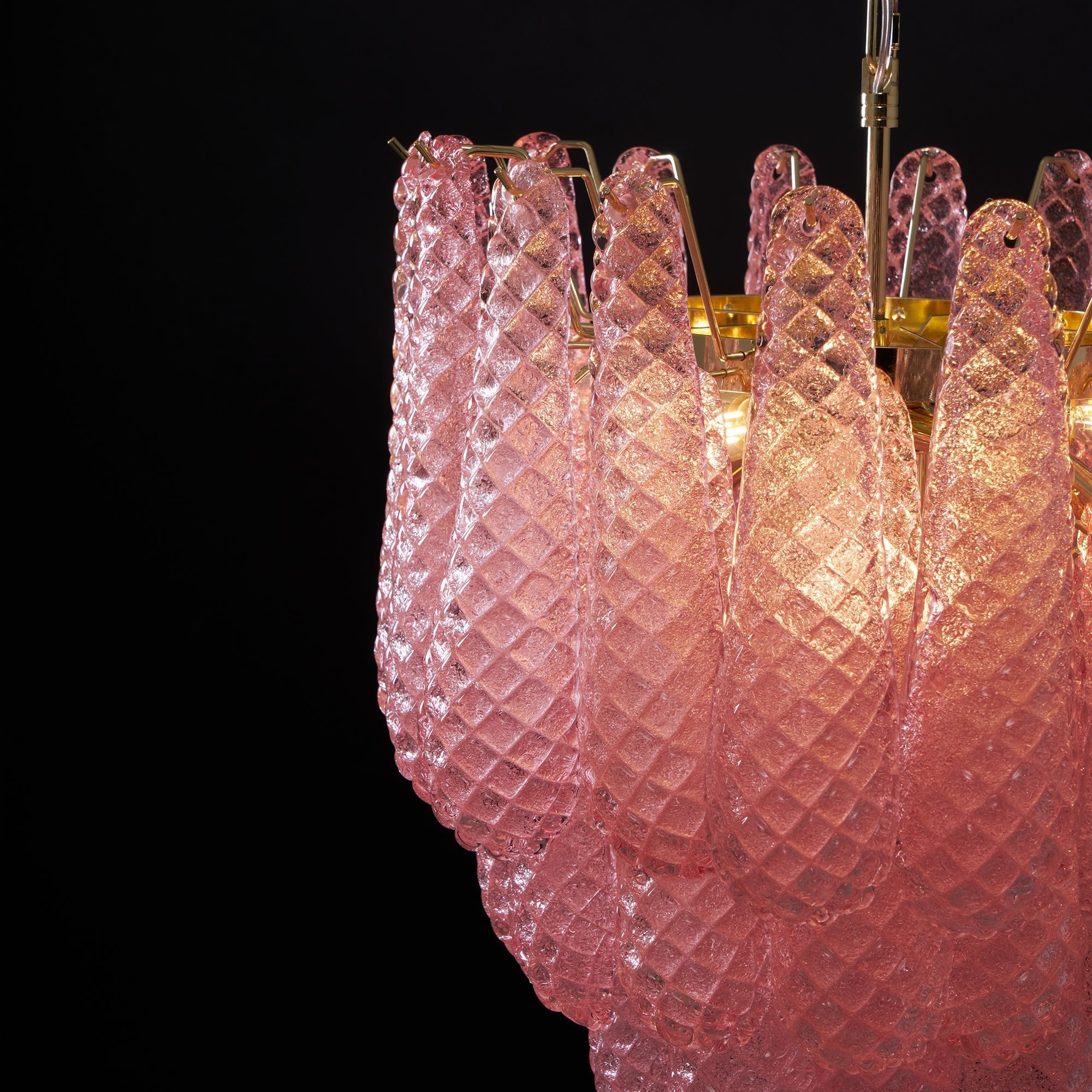 Pink Glass Droplet Chandelier