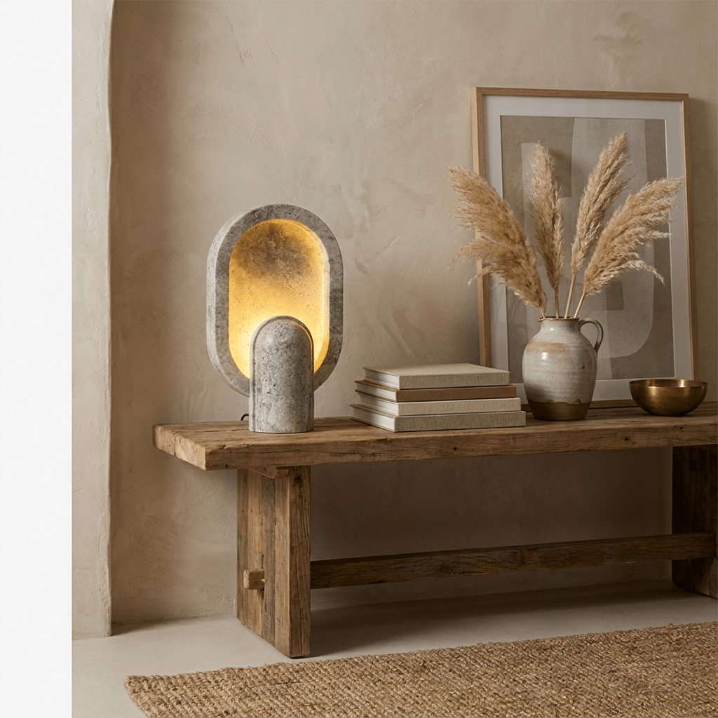 Eclipse Travertine Table Lamp