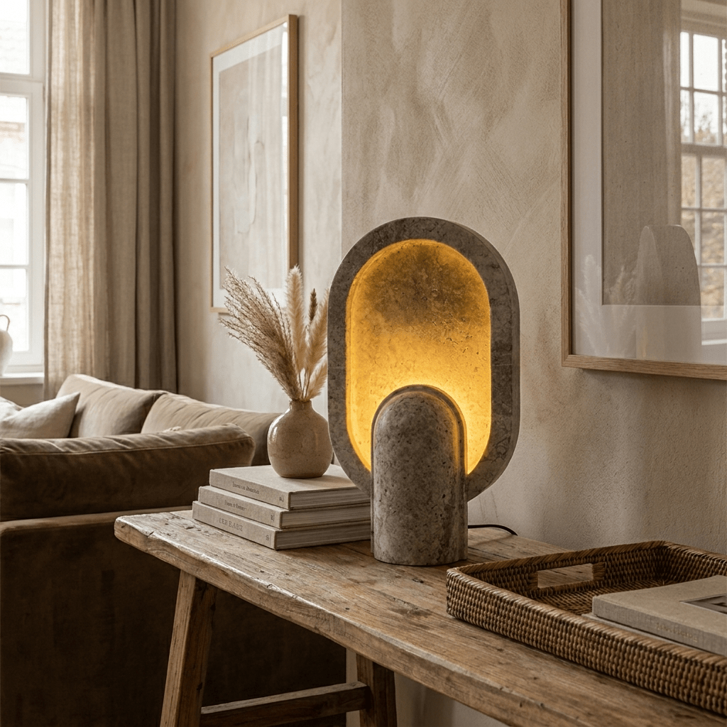 Eclipse Travertine Table Lamp