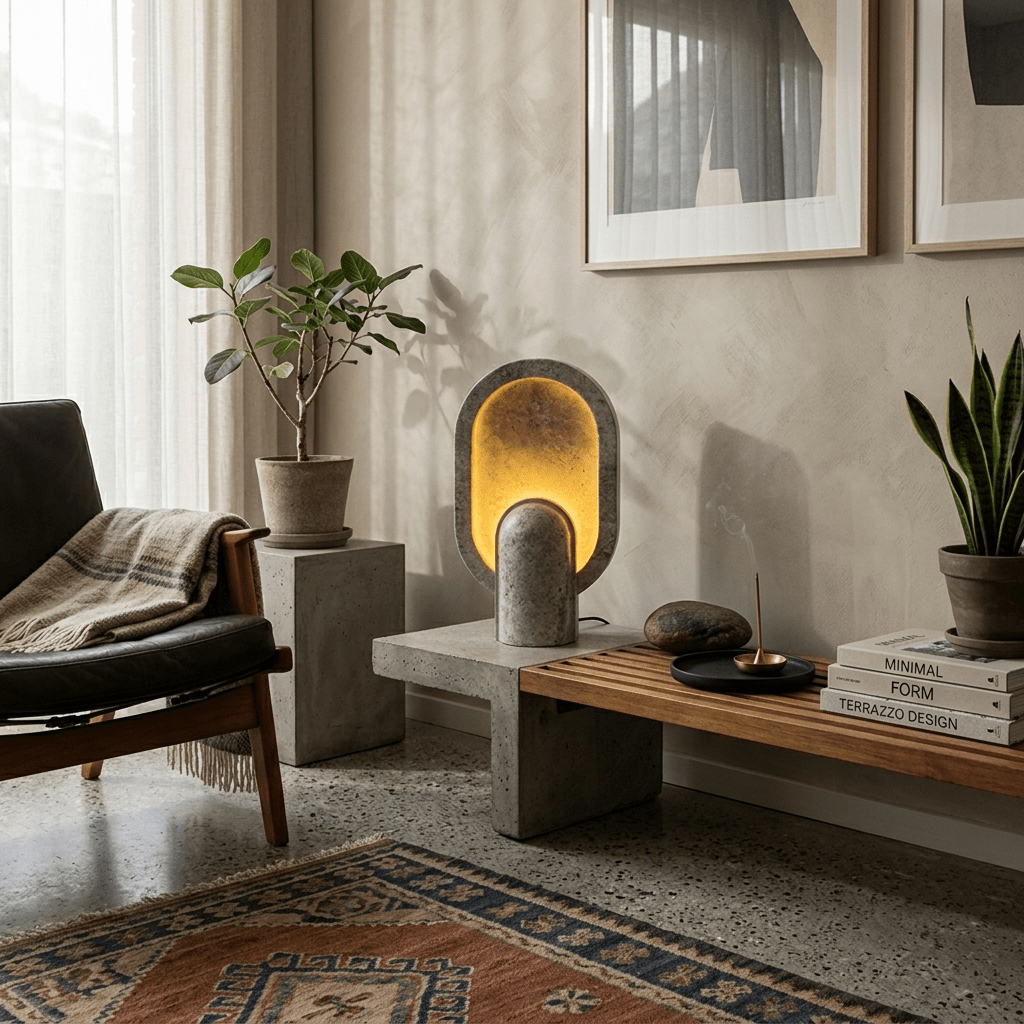 Eclipse Travertine Table Lamp
