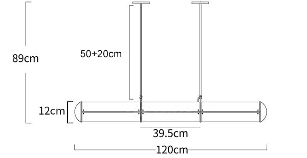 Cylindrical Endless Pendant Light — L39.4 and L47.2 size diagram