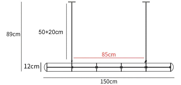 Cylindrical Endless Pendant Light — L59 size diagram