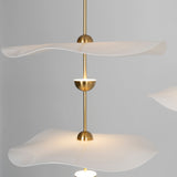 Layered Ceramic Disc Pendant Light, Gold Tiered Fixture for Dining Room