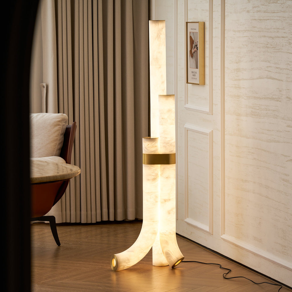 Piped Alabaster Floor Lamp