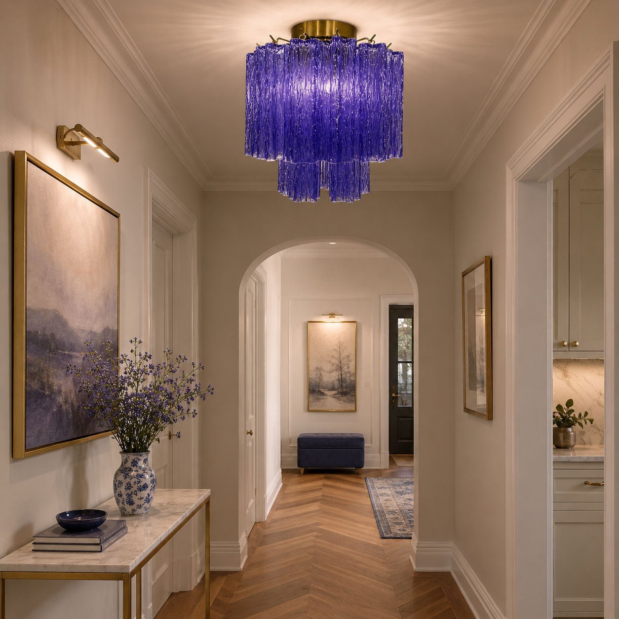 Fiora Pink Glass Ceiling Lamp
