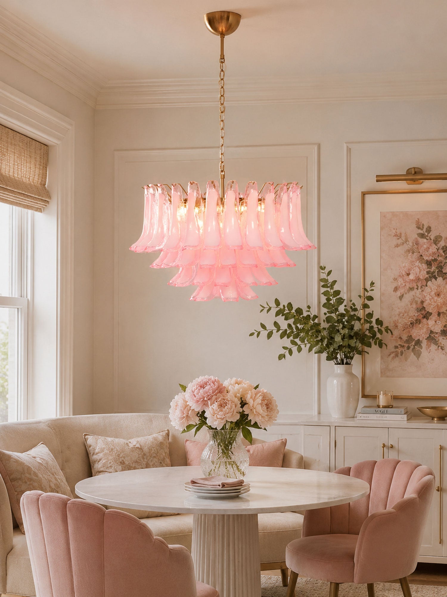 Fiora Pink Glass Chandelier