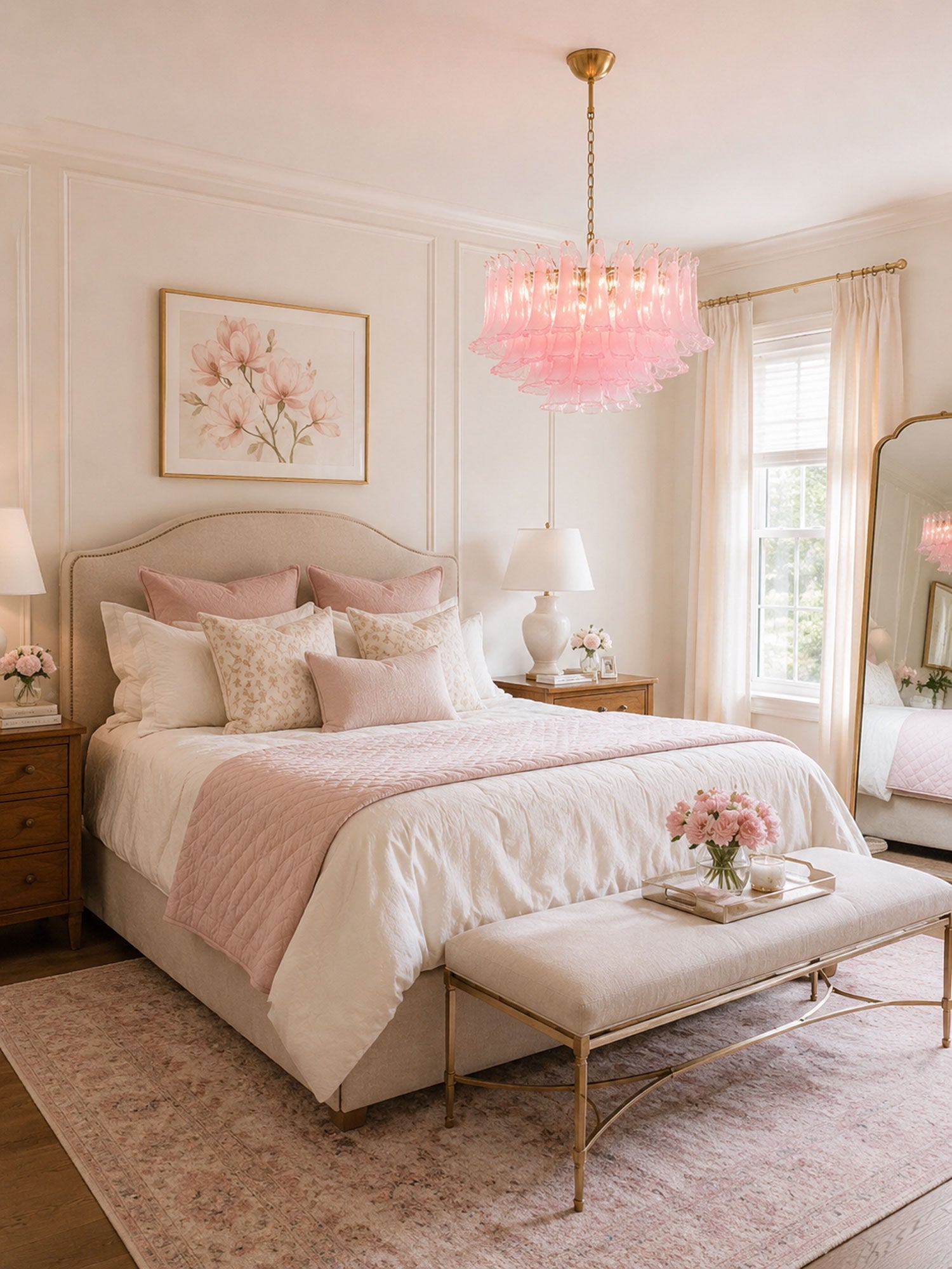 Fiora Pink Glass Chandelier