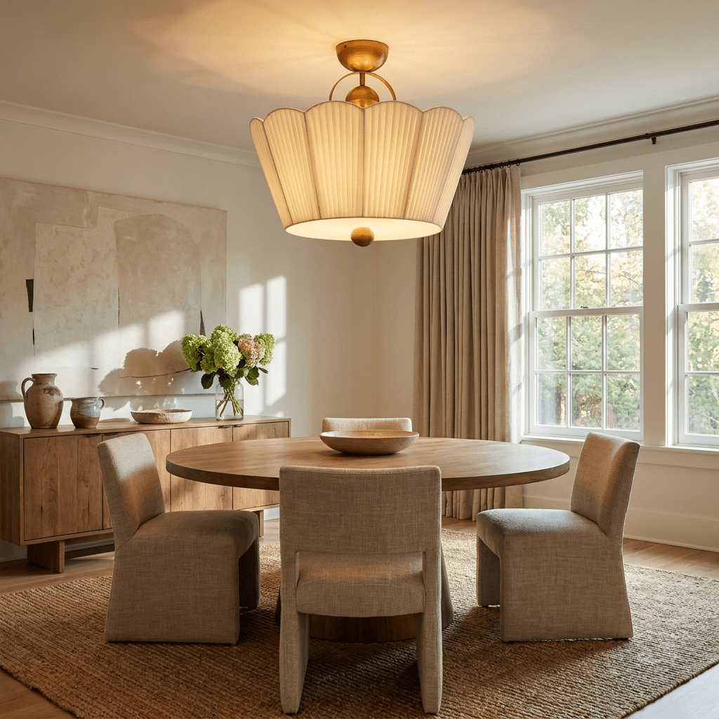 Flora Pleated Fabric Semi-Flush Mount