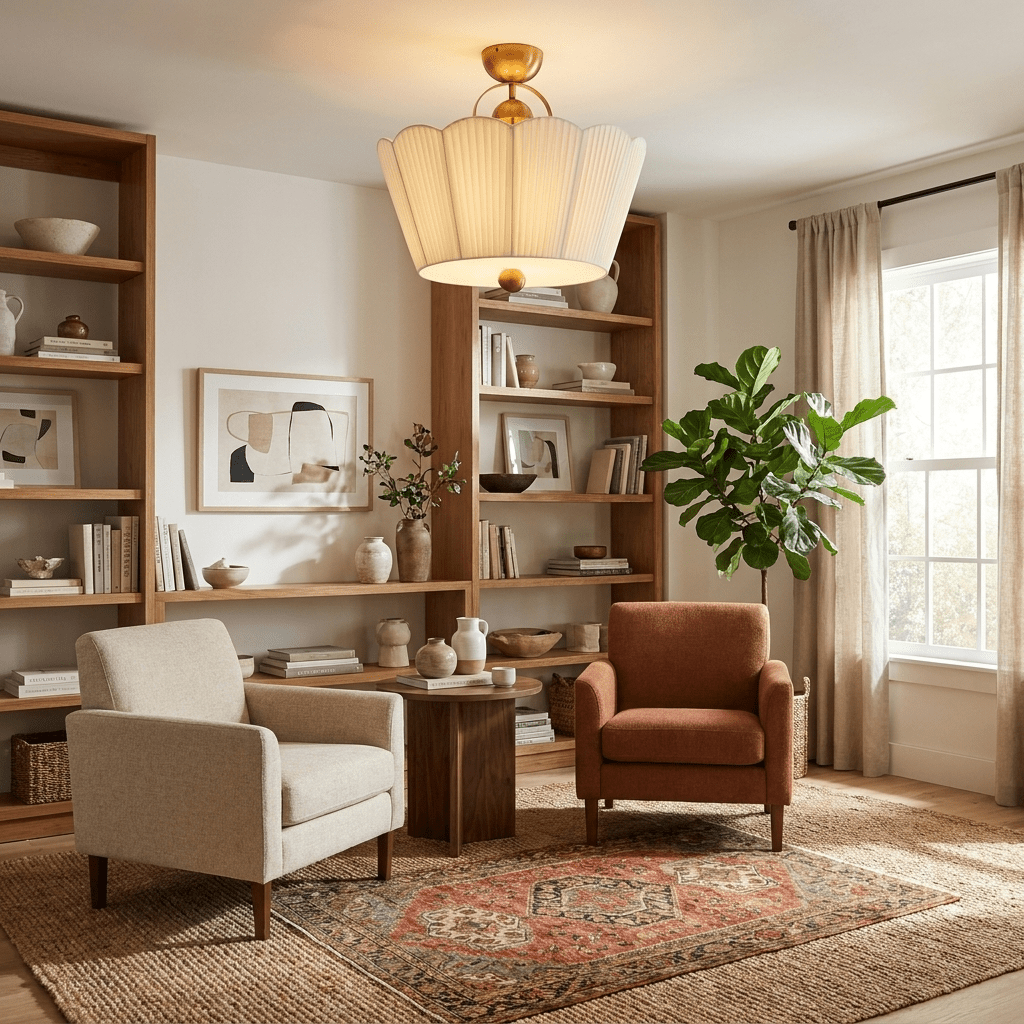 Flora Pleated Fabric Semi-Flush Mount