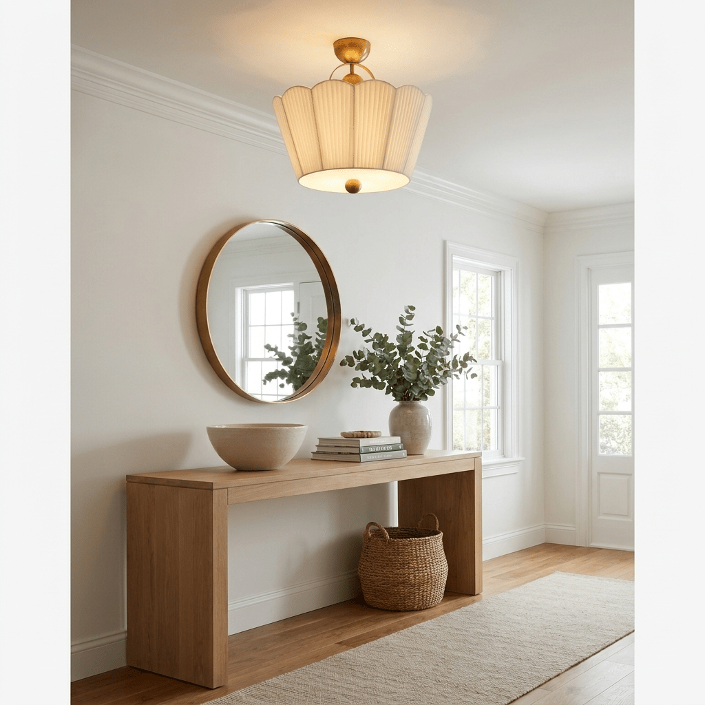 Flora Pleated Fabric Semi-Flush Mount