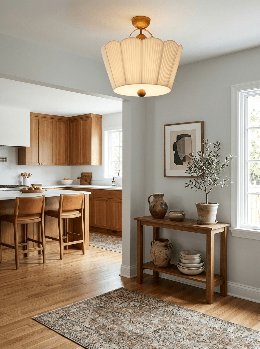 Flora Pleated Fabric Semi-Flush Mount