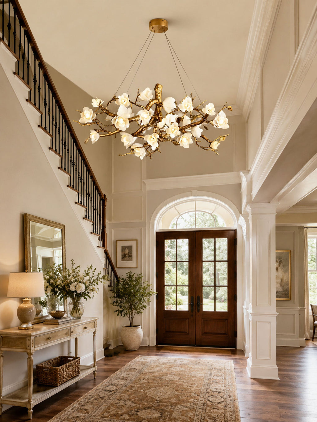 Flower Bloom Branch Brass Chandelier