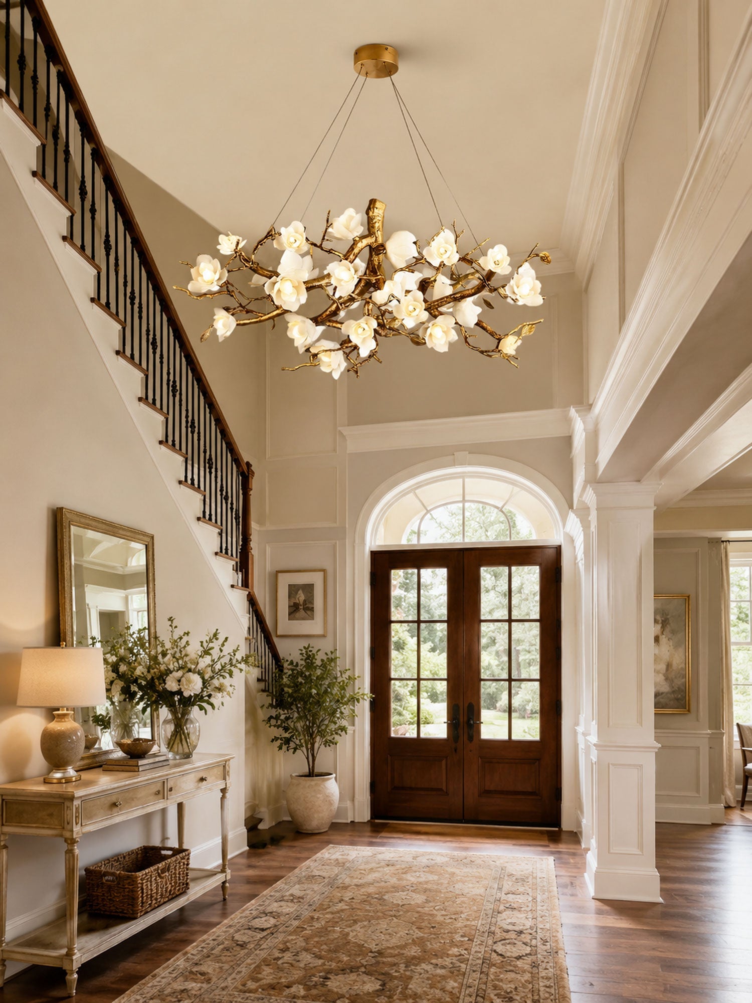 Flower Bloom Branch Brass Chandelier