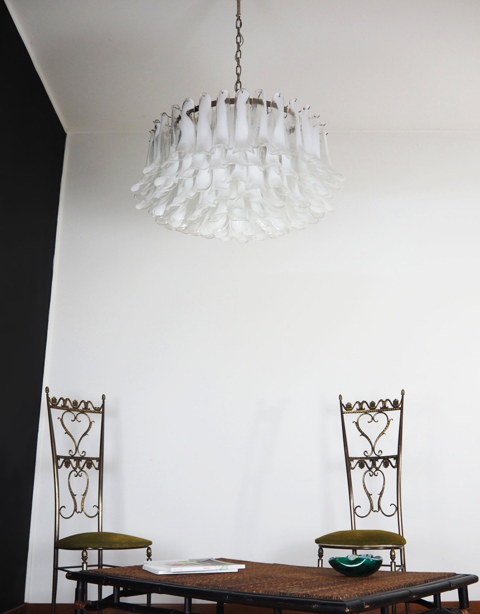 Petals White Glass Chandelier