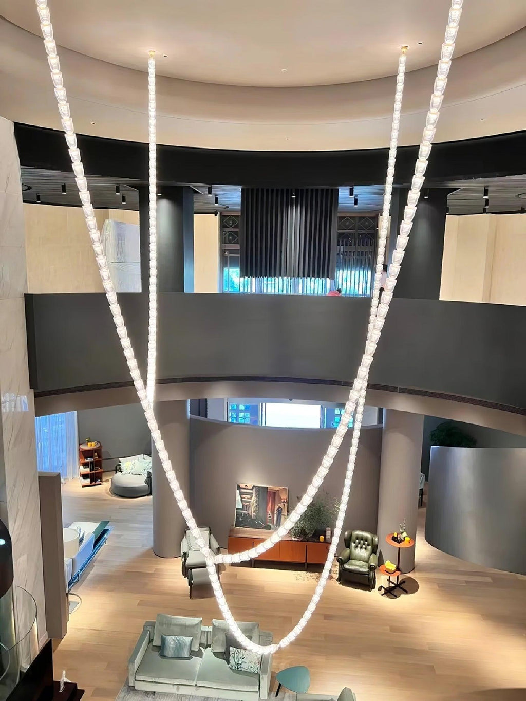 The Gabriel Curved LED Chandelier | Custom Size & Made-to-Order Lighting for Luxury Homes & Commercial Spaces