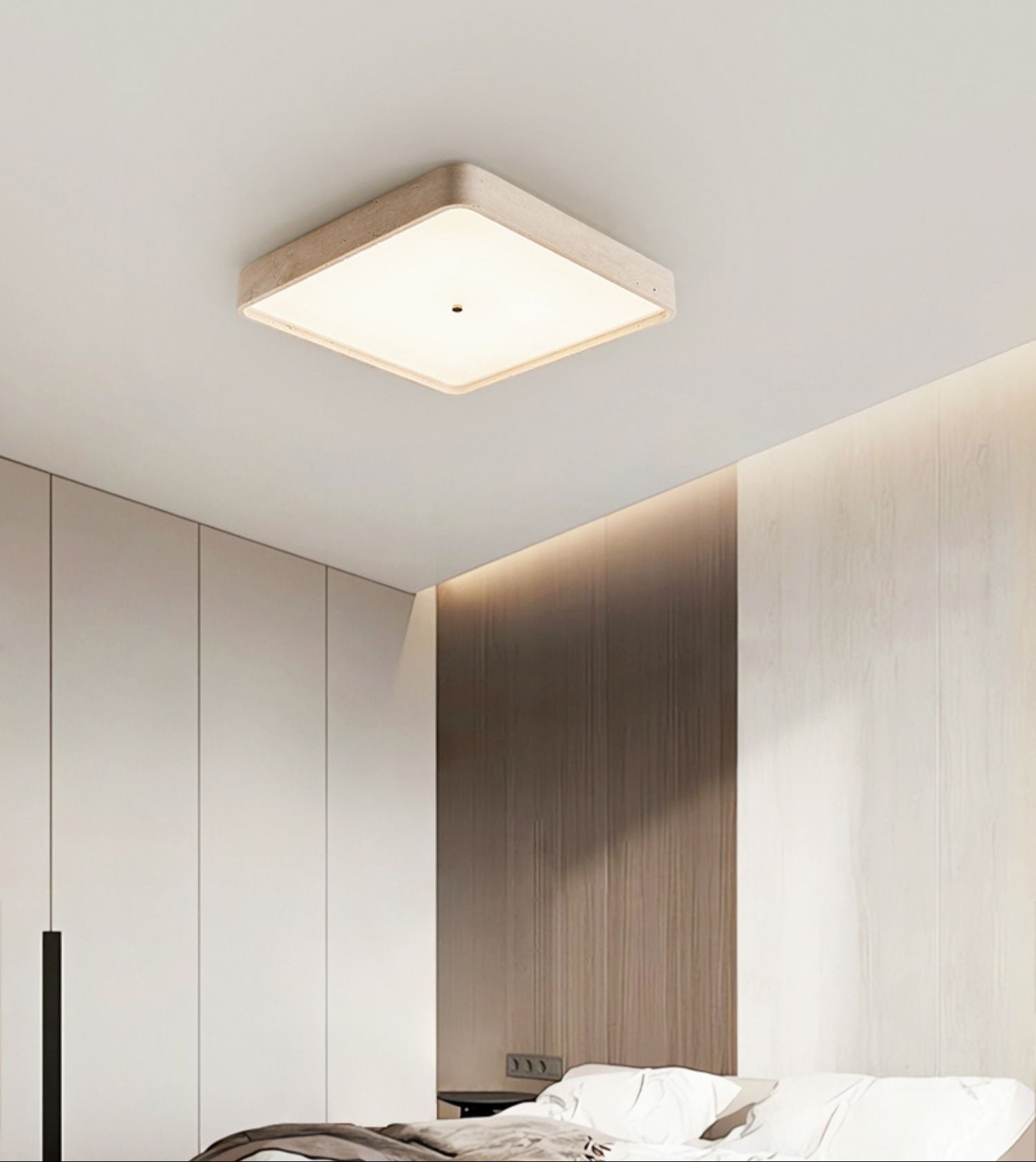 Geo Travertine Square Ceiling Light