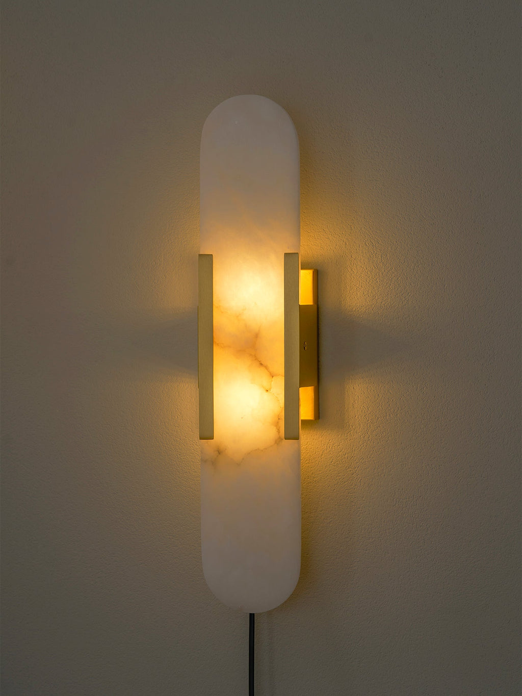Oblong Alabaster Plug-in Wall Sconce