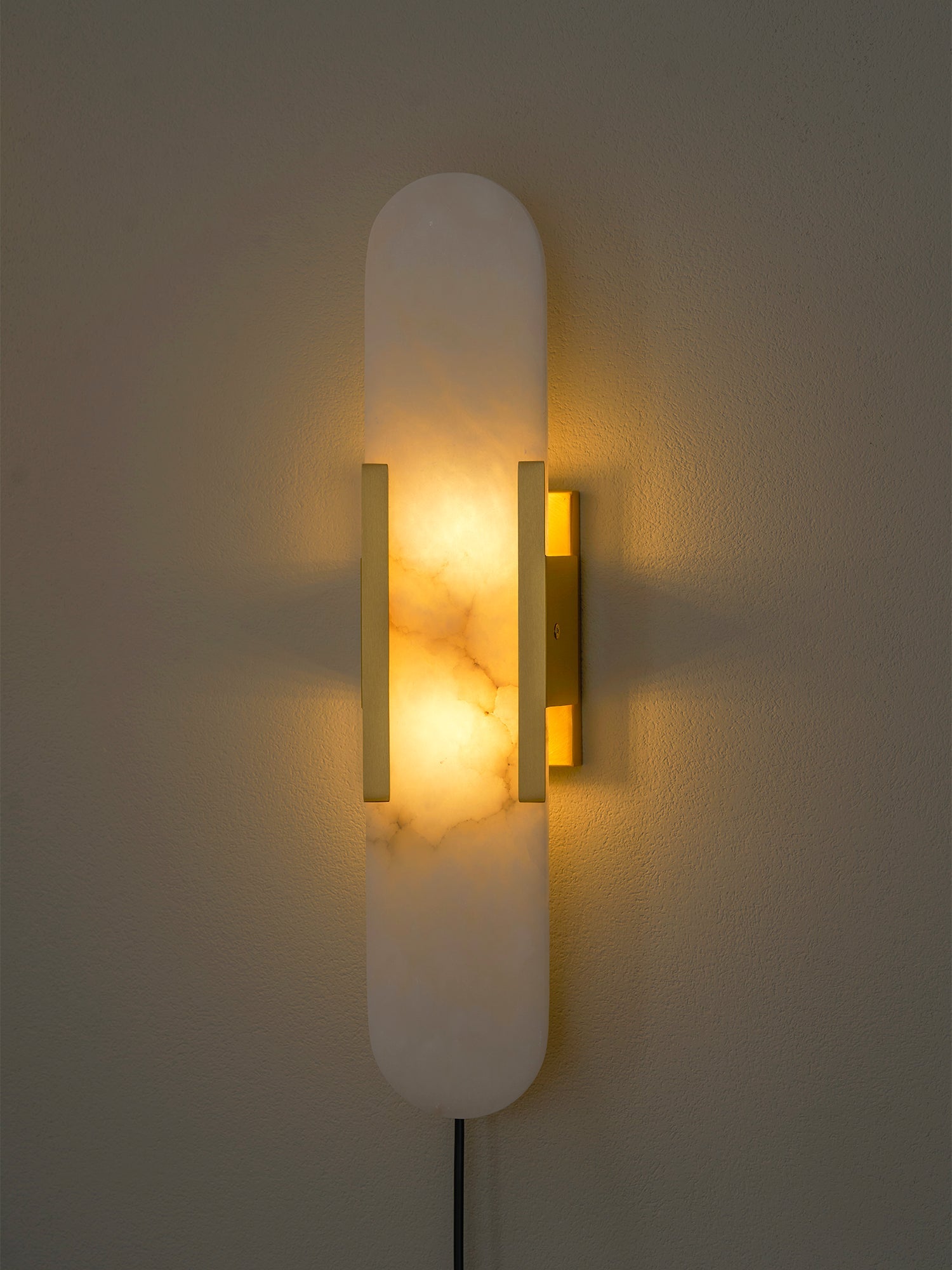 Oblong Alabaster Plug-in Wall Sconce