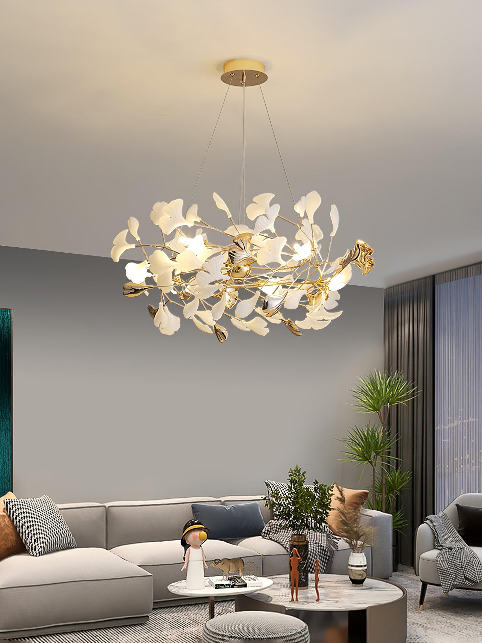 Gingko Bough Round Chandelier