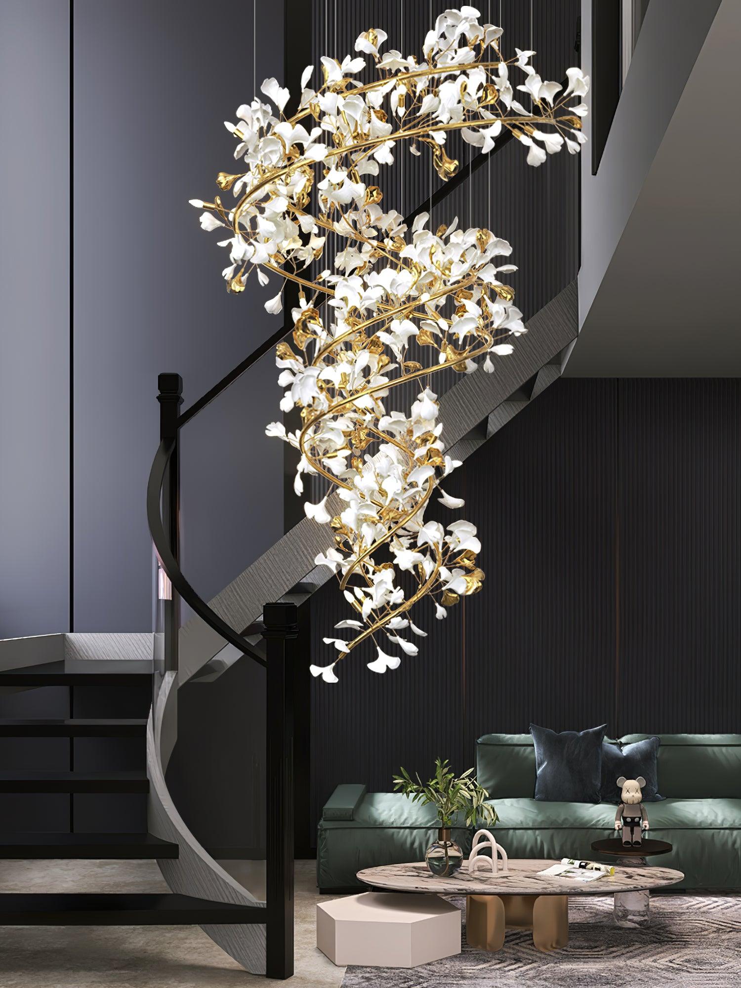 Gingko Spiral Leaf Chandelier