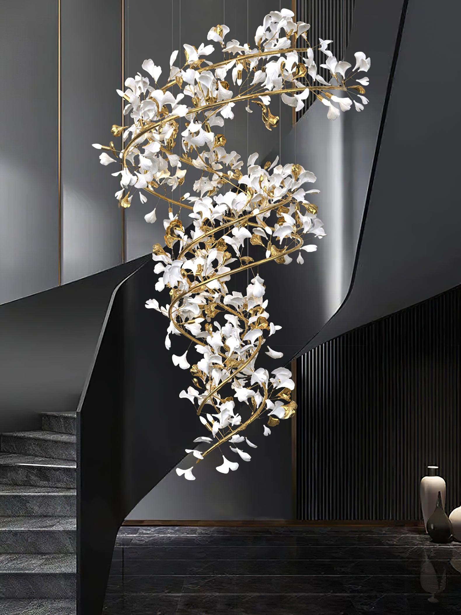Gingko Spiral Leaf Chandelier