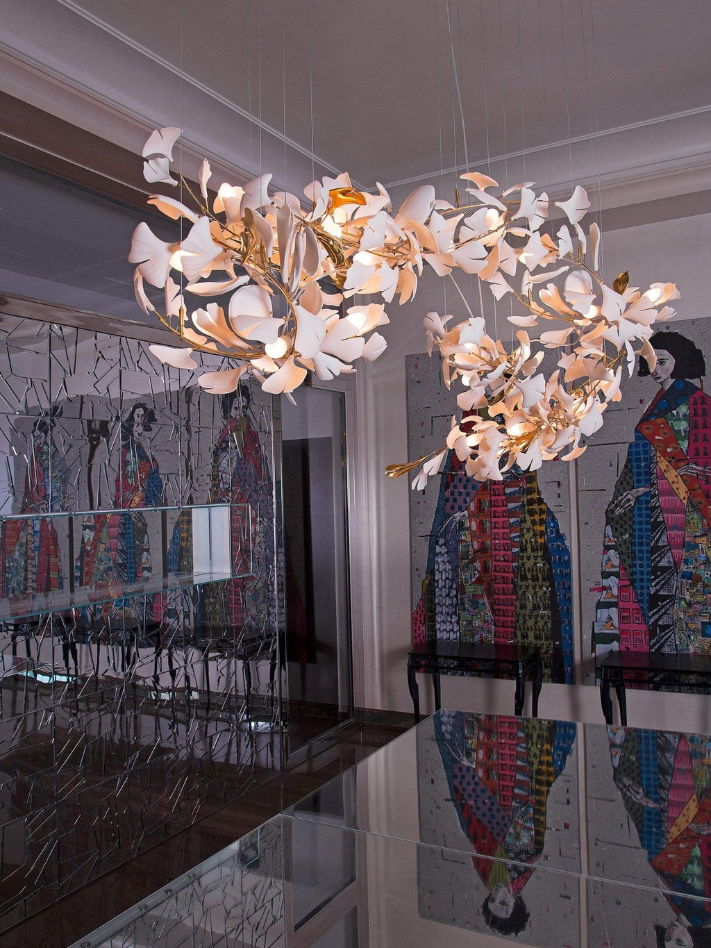 Porcelain Gingko Chandelier