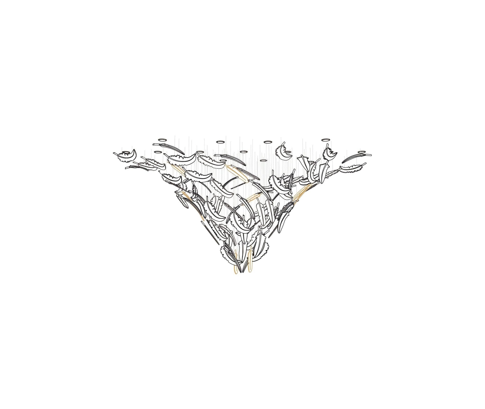 Glass Feathers Flying Chandelier