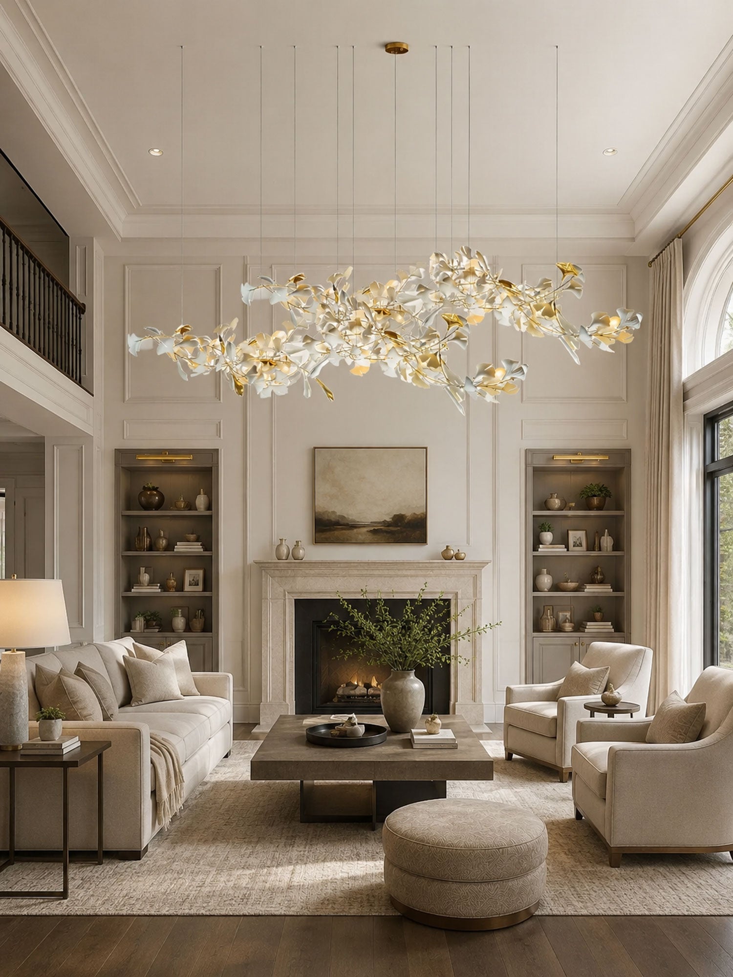 Gold White Leaves Combination Gingko Chandeliers