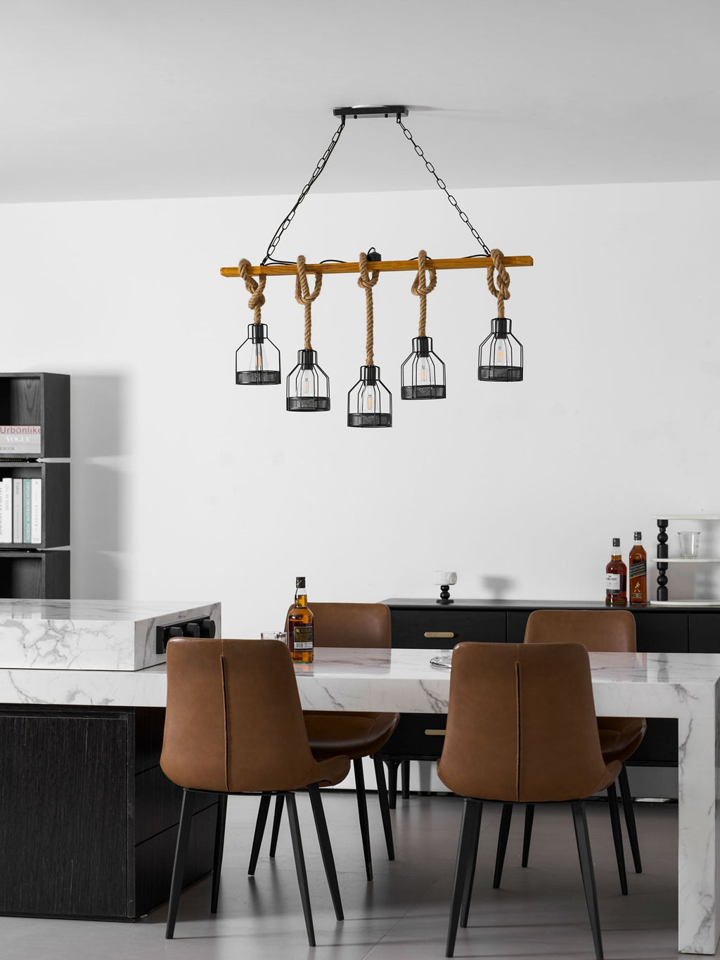 Hemp Rope Industrial Grenade Chandelier