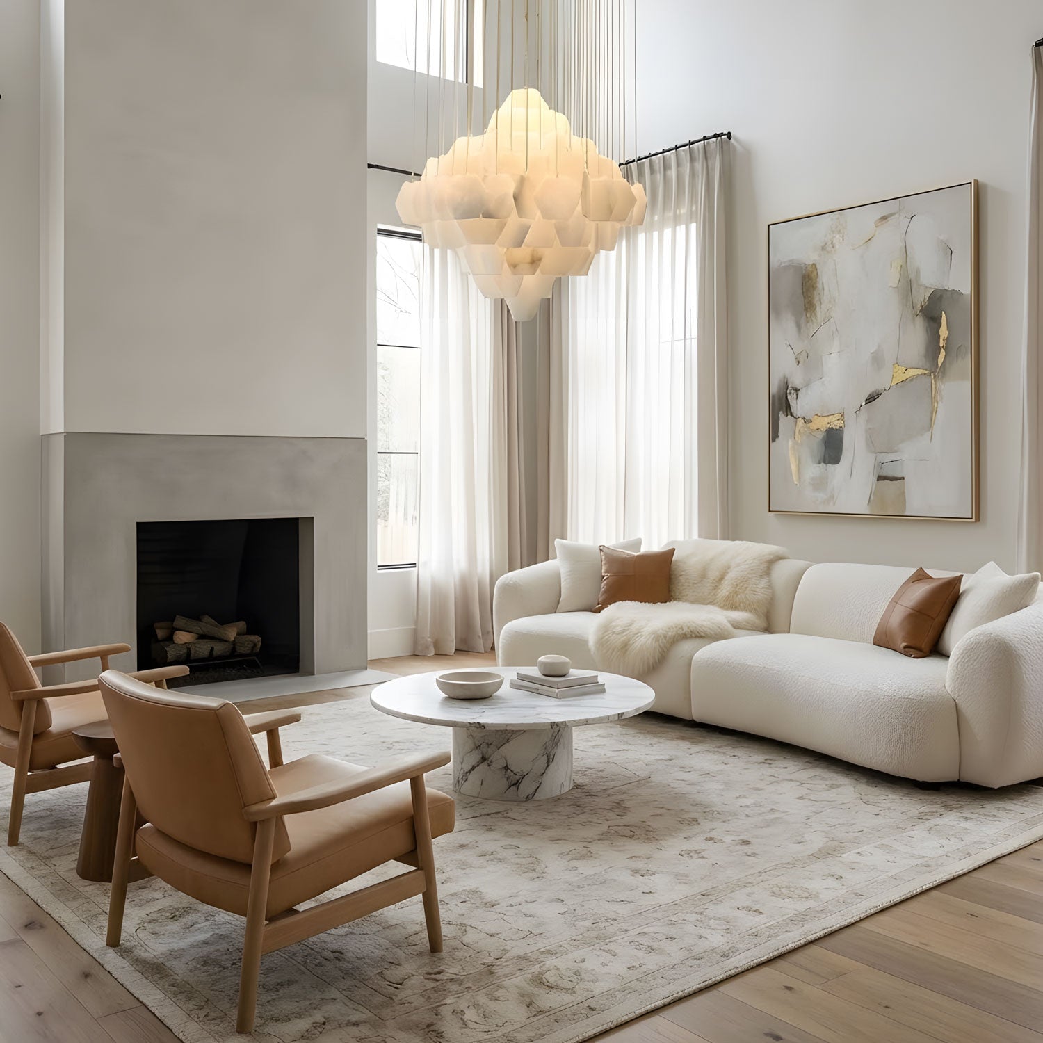 Hexa Alabaster Cascade Chandelier