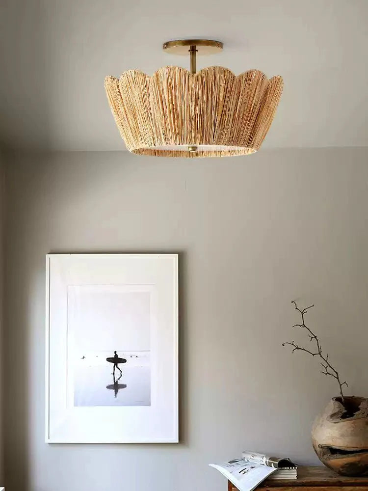 Liora Raffia Semi-Flush Ceiling Light
