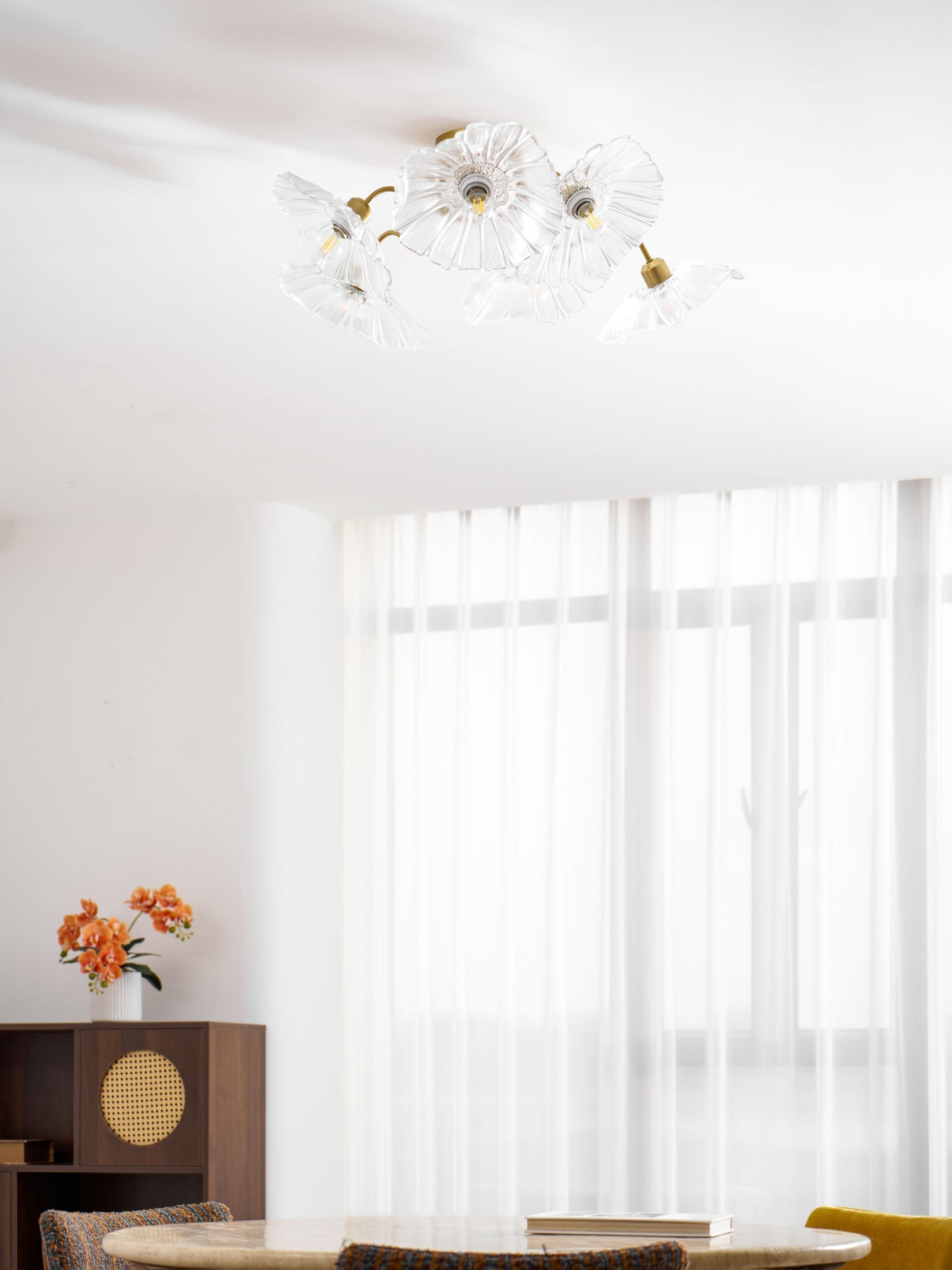Lotus Leaf Glass Ceiling Lamp