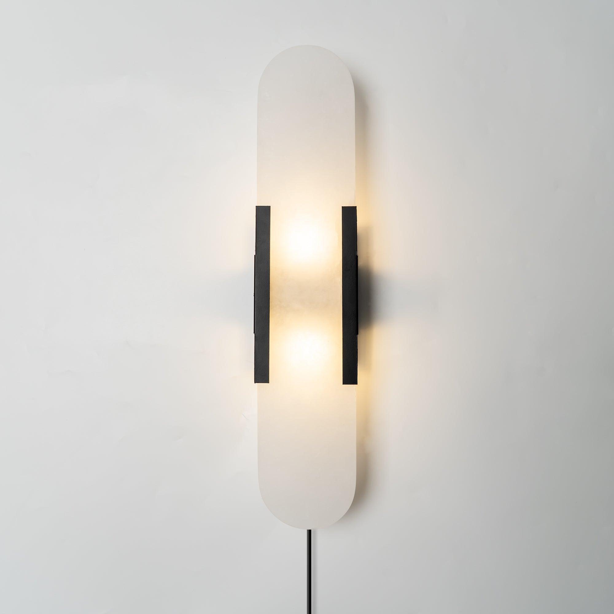 Oblong Alabaster Plug-in Wall Sconce