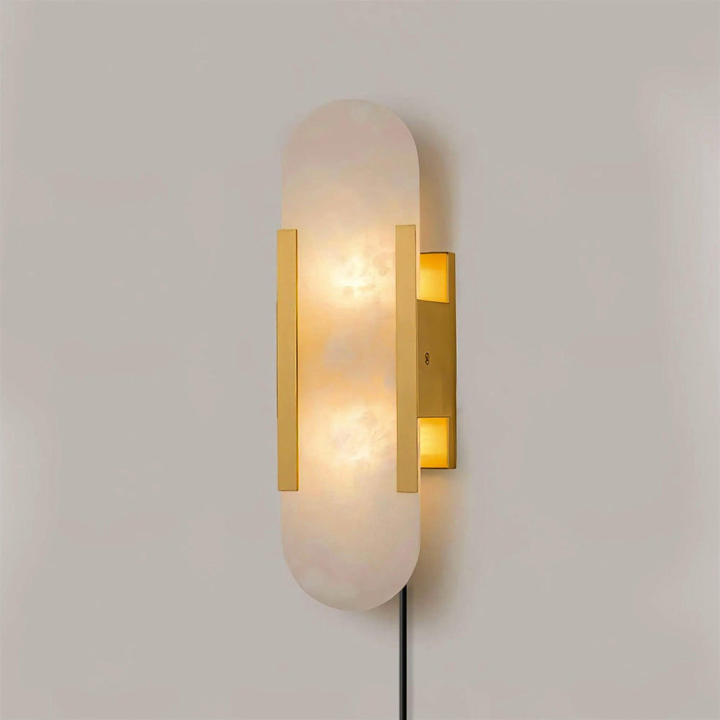 Oblong Alabaster Plug-in Wall Sconce