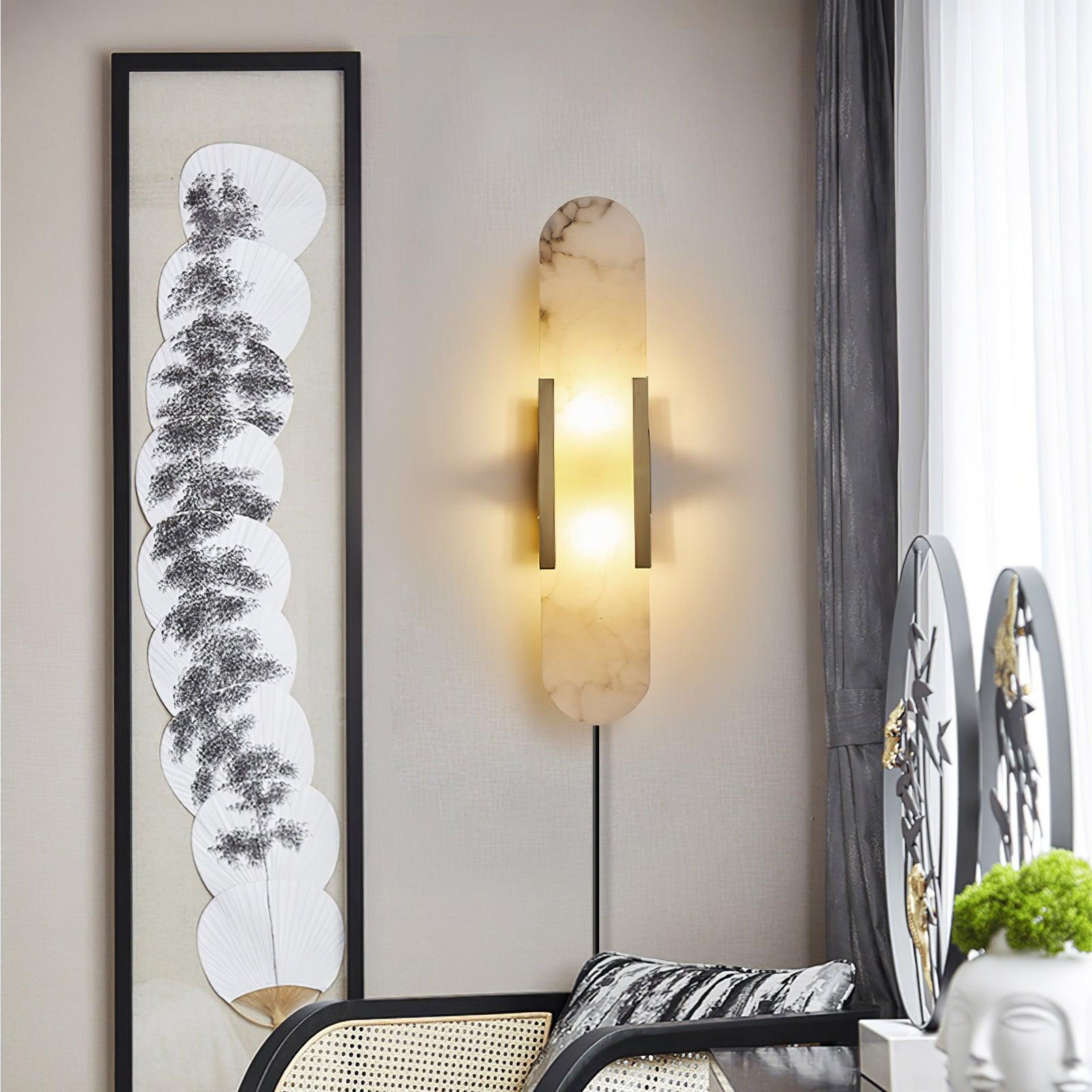 Oblong Alabaster Plug-in Wall Sconce