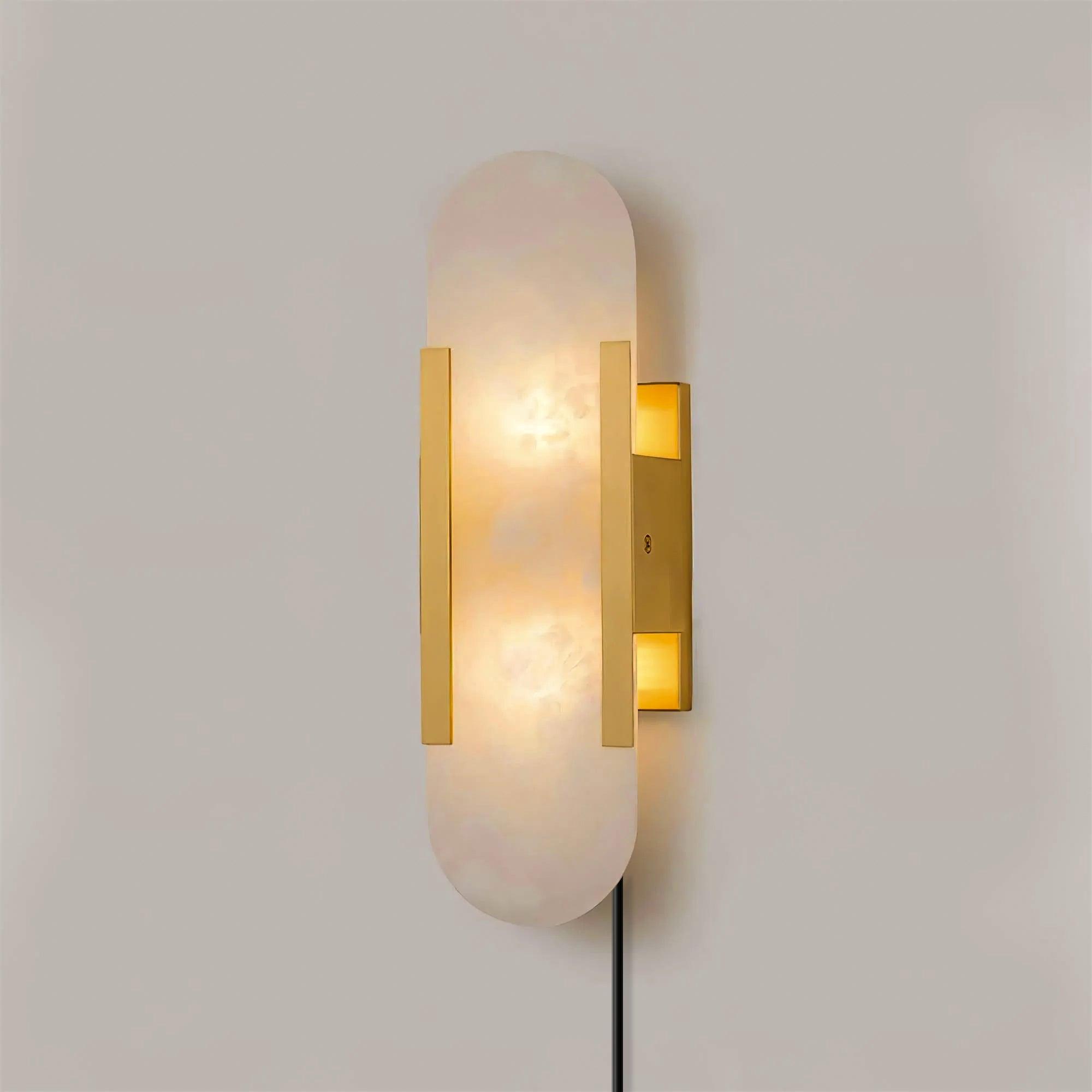 Oblong Alabaster Plug-in Wall Sconce
