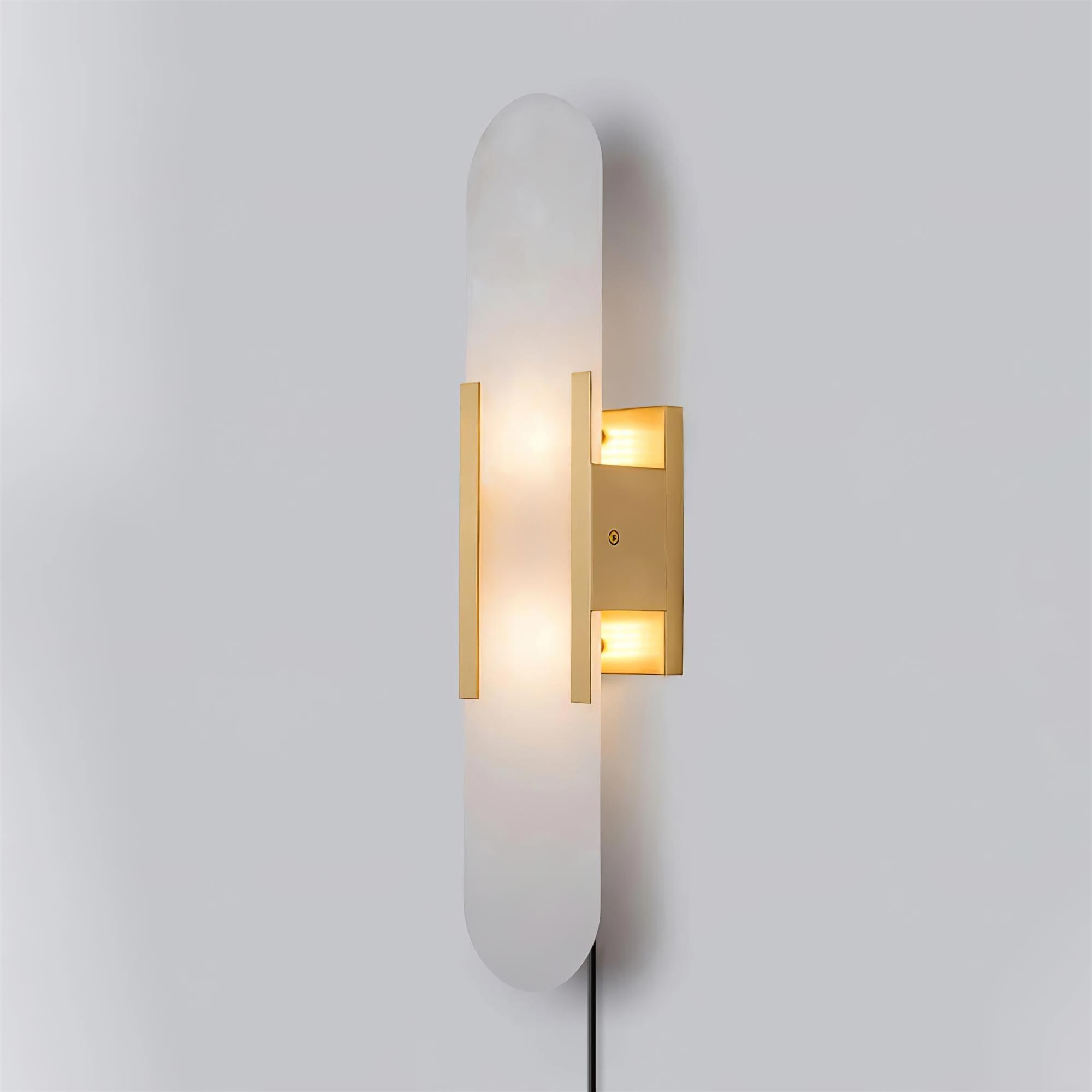 Oblong Alabaster Plug-in Wall Sconce