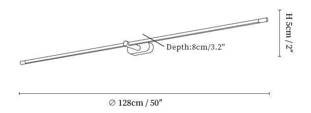 Minimalist Linear Rechargeable Wall Lamp — size diagram, 8 cm depth