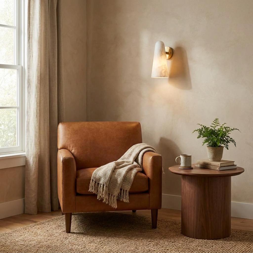 Mira Solo Alabaster Cone Wall Sconce