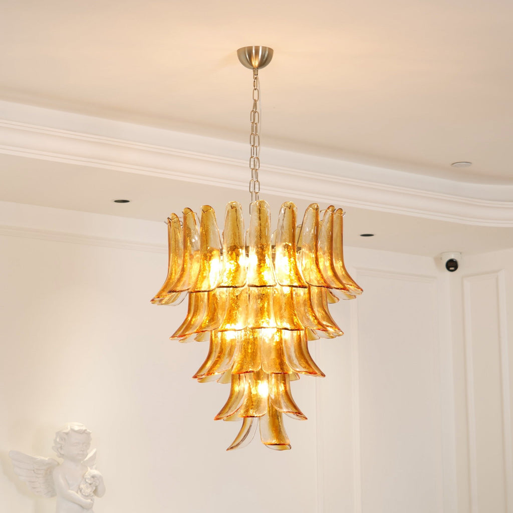 Glass Amber Lily Chandelier