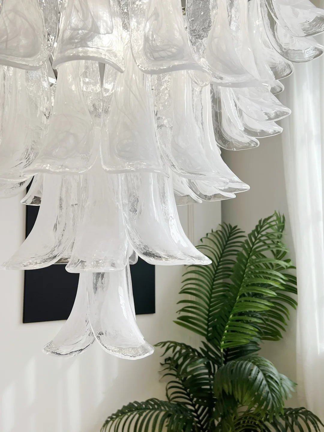 White Glass Petals Chandelier